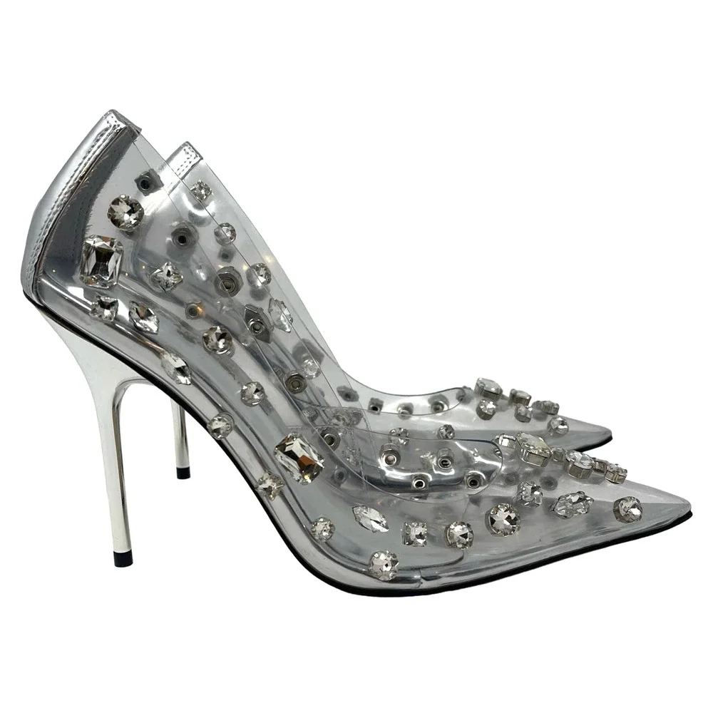Good‎ American Diamonds Forever Heels Size 10.5 Glass002 GSH008-X - Picture 6 of 12